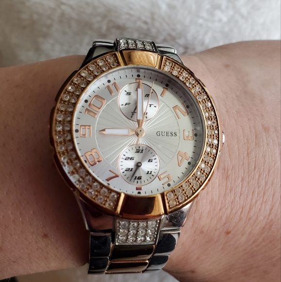 Guess Women's Mini Prism Two-toned Silver Gold Watch, W15072L2 - Picture 12 of 16